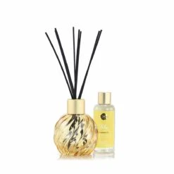 Gold Diffuser With Golden Leather & Rose Decorative Reed Diffuser Set